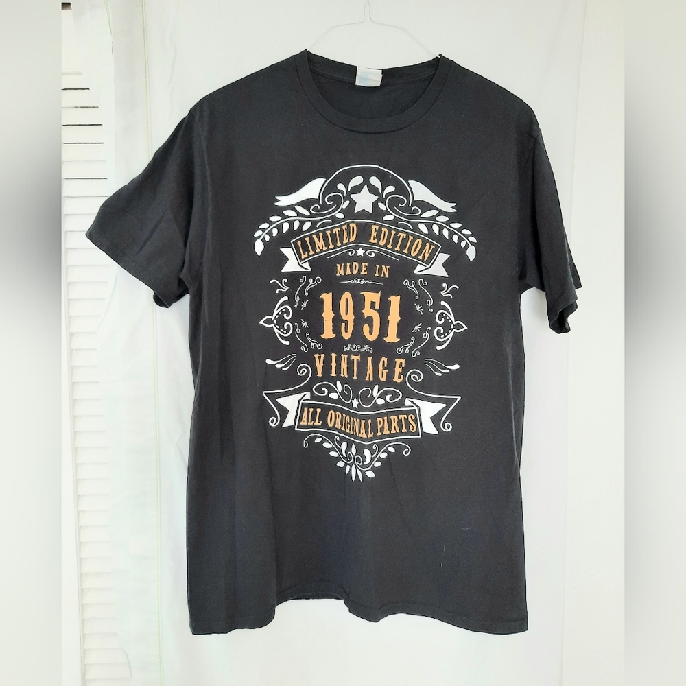 Port & Company Limited Edition 1951 Vintage Unisex Black Tee Crew Neck Size L